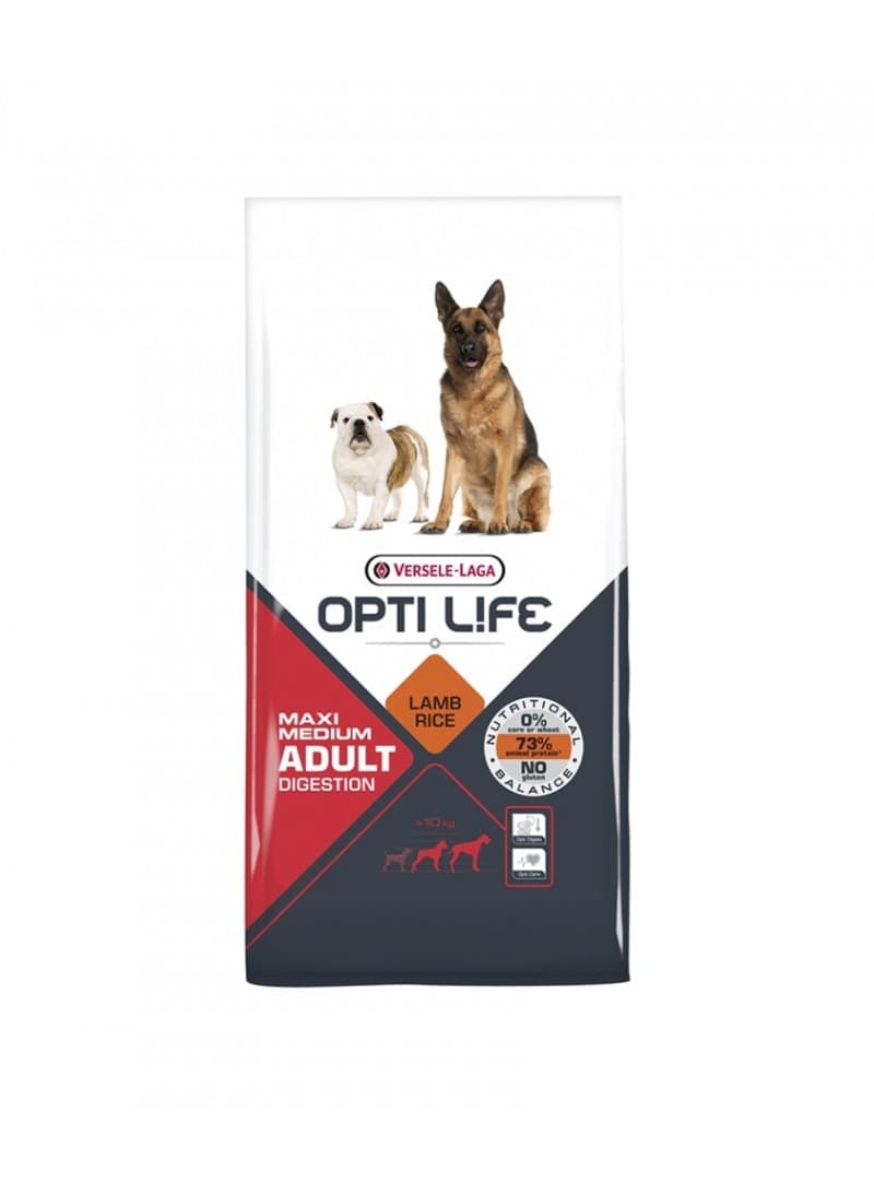 Versele-Laga Opti Life Adult Digestion jagnjetina, za odrasle pse srednjih i velikih rasa, 12,5 kg