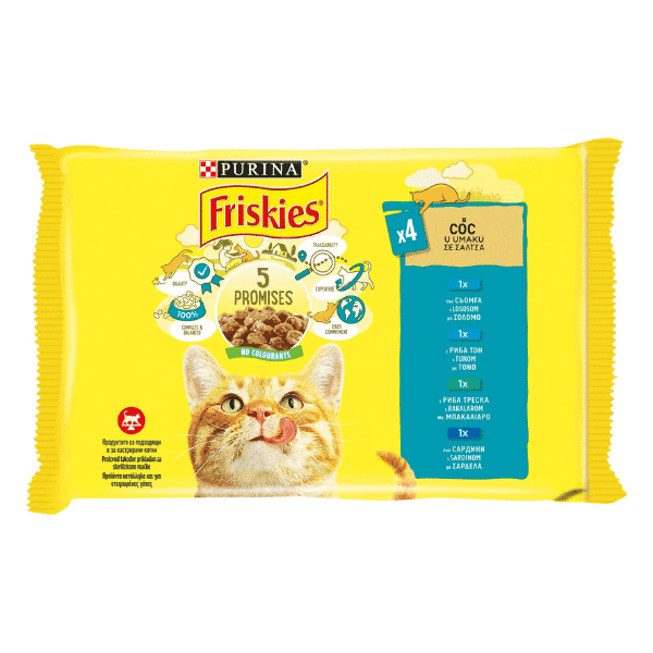 Friskies losos, sosić za mačke, 4 x 85 g