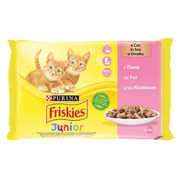 Friskies Junior piletina, sosić za mačiće, 4 x 85 g
