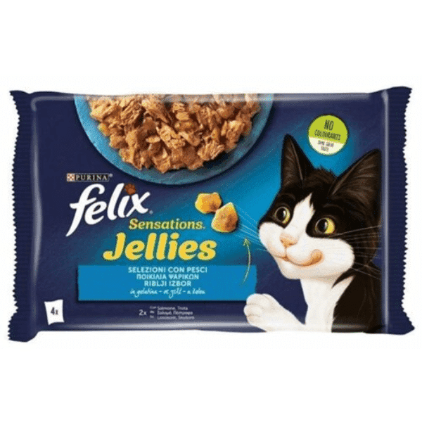 Felix Sensations losos i pastrmka u želeu, sosić za mačke, 4 x 85 g